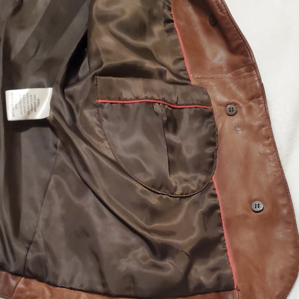 Calvin Klein Brown Real Leather Women's Jacket - Picture 6 of 11